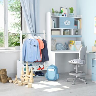 Кольорова вішалка для дитячого одягу, HBT 10730 см, 4 гачки, 2 полиці, вішалка для верхнього одягу, решітка для дитячої кімнати, д
