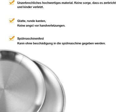 Тарілки з нержавіючої сталі, 6 шт., діаметр 20 см, для барбекю, круглі, для випічки, кемпінгу, пікніків, кухні та вечірок - набір з 6 шт.