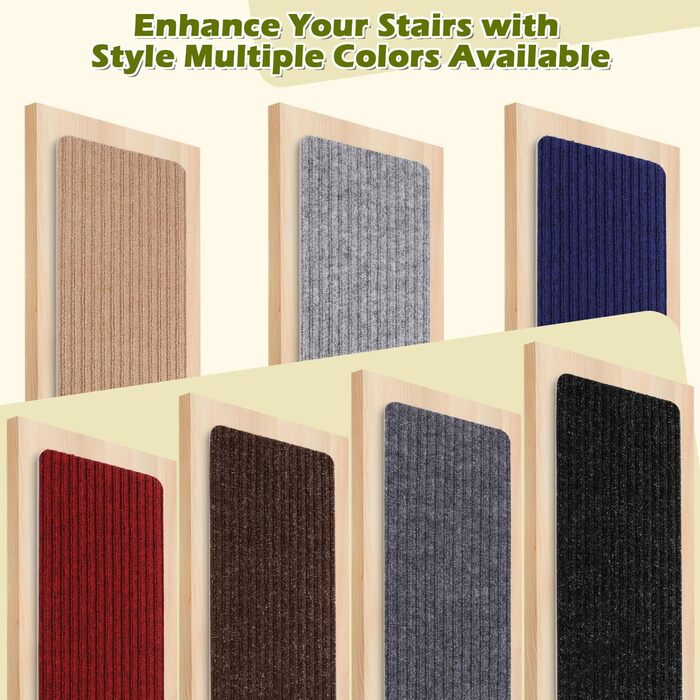 Сходинки для сходів, нековзні, для використання всередині приміщень, 14 шт. , коричневі, з гумовою основою (76,2 x 20,3 см), Коричневі, 14 шт.