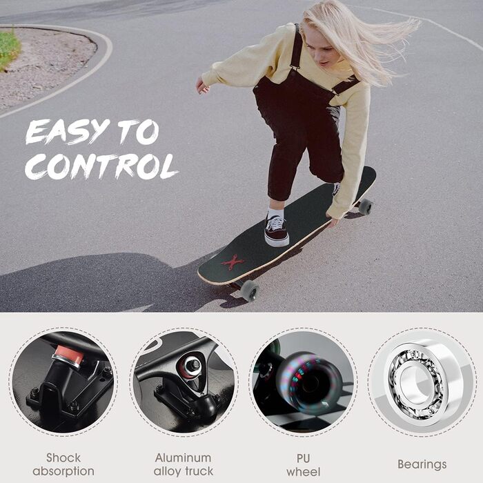 Лонгборд 118 см Pro Cruiser Trick 8-шаровий клен Black довгий круїзер для трюків 46" повний компліт для початківців дорослих підлітків дівчаток хлопчиків ландшафтний фрірайд оригінал 2025