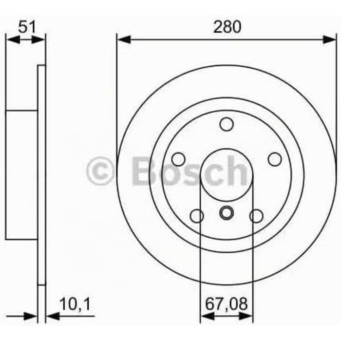 Гальмівні диски задні Bosch BD2413 280 мм комплект із 2 шт.