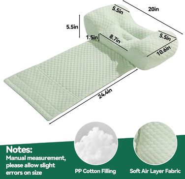 Подушка для шиї MABOZOO для крісел-реклайнерів з кишенею, подушка для підголівника для полегшення болю в шиї та підтримки шийного відділу хребта, подушка для голови-реклайнера для тих, хто спить на боці вдома, в офісі або під час подорожей, світло-зелена