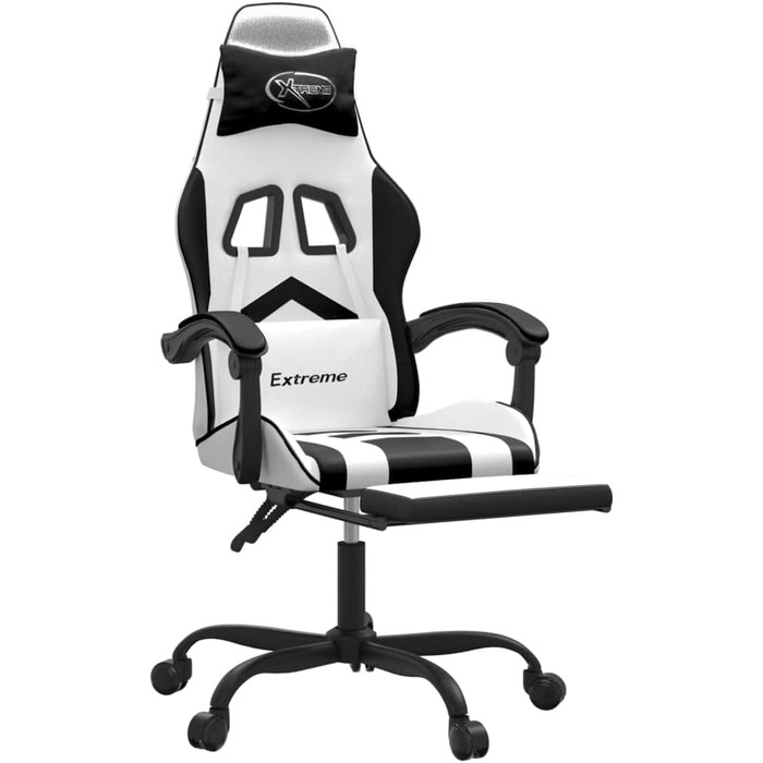 Ігрове крісло з підставкою для ніг, крісло для ПК, ігрове крісло, крісло для геймерів, крісла для домашнього офісу, крісла для ігор, комп&39ютерне крісло, крісло для PlayStation, біла та чорна штучна шкіра