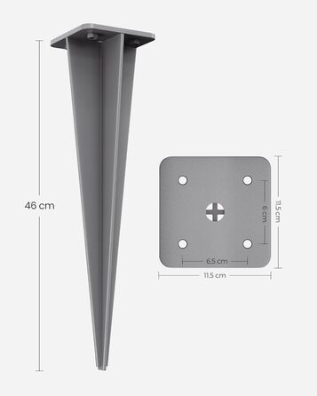 Ґрунтовий анкер SONGMICS, ґрунтовий анкер для опорних стійок бічних тентів, ґрунтовий цвях, підходить лише для алюмінієвих бічних тентів SONGMICS, сірий GSA001