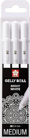 Ручки Bright White в чохлі, Mix-Size 05/08/10 3 шт. и Sakura Gelly Roll Basic, білий 08 ET Pigma Micron Black 05, 3