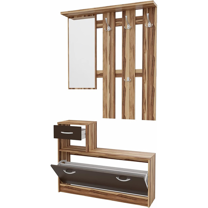 Шафа для одягу August Nuss - Шафа для одягу з дзеркальною тумбою для взуття та вішалкою для одягу Ширина 100 см, висота 72,6 см (н