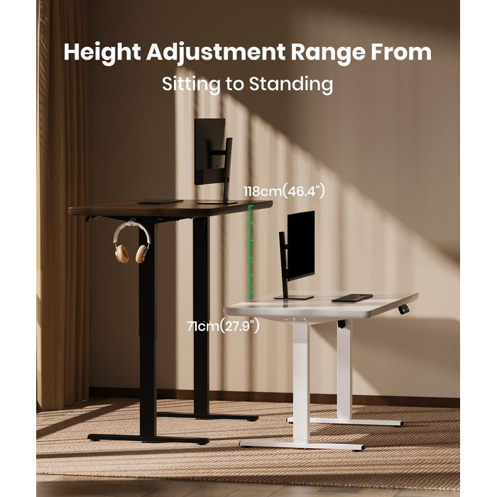 Електрична рама столу з регулюванням висоти та потужними двигунами, рама столу з регулюванням висоти, функцією запобігання зіткненням та пам&39яттю положення, чорна
