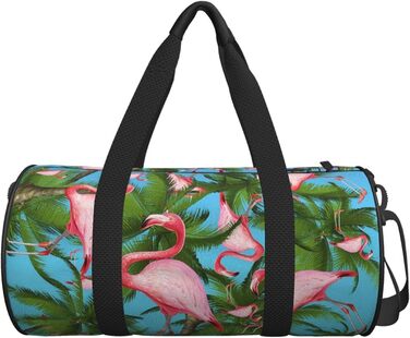 Дорожня сумка з тропічним дизайном (фламінго, пальми) для фітнесу, спорту, велика сумка для подорожей, на нічліг та на вихідні для жінок та чоловіків