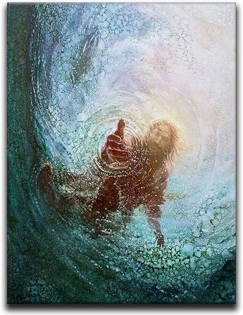 Настінний живопис на полотні, вінтажний стиль, Ісус, водний постер, християнський подарунок, мотив рука Божа, картина з релігійним