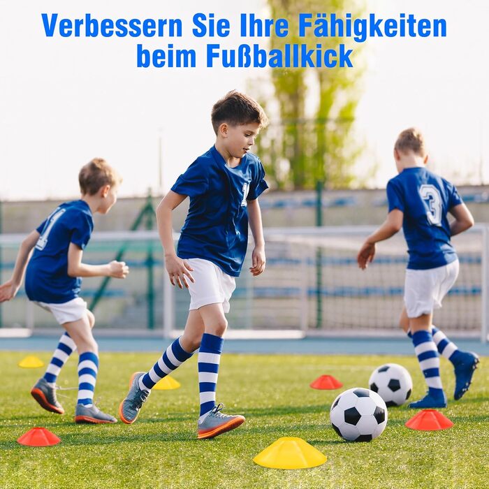 Футбольні ворота, стіна-мішень для дітей, вуличні футбольні ворота для дітей зі стіною-мішенню, висувні ворота 3-в-1 з 5 лунками для стрільби та сумкою для перенесення, кілки для землі, 3 мішені та 6 перешкод, сині