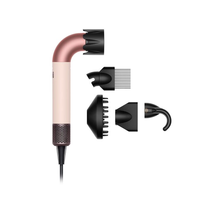 Фен Dyson Supersonic r для кучерявого та спіралеподібного волосся (CurlyCoily), швидке сушіння без екстремального нагрівання (Ceramic pink/Rose gold)