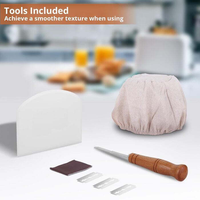 Кошик для хліба Sondiko, кошик для випікання хліба, ø 22,5 см, висота 8,5 см, кришки кошиків, пластиковий скребок, кульгавий підрі