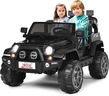 Дитячий електромобіль COSTWAY 2-місний з пультом дистанційного керування 2.4G, 3-швидкісний 12В дитячий автомобіль з MP3, музикою,