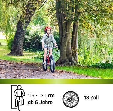 Велосипед Galano FS180 18 дюймів для дітей віком від 5 років, дитячий велосипед, гірський велосипед для хлопчиків та дівчаток, повнопідвісний велосипед для дітей, гірський велосипед унісекс, легкий, велосипед для хлопчиків та дівчаток, чорний/червоний, 28