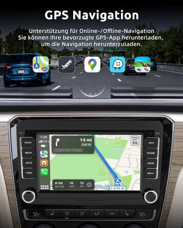Автомобільне радіо ESSGOO Android 15 464G з бездротовим Android CarPlay для VW Golf MK5 MK6 Polo Caddy Passat Seat RCD330, 2 Din Bluetooth-радіо з 7-дюймовим сенсорним екраном FM RDS GPS WiFi навігація