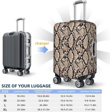 Чохол для багажу Зміїна шкіра, камуфляжний, м'який, стильний, чорний, XL