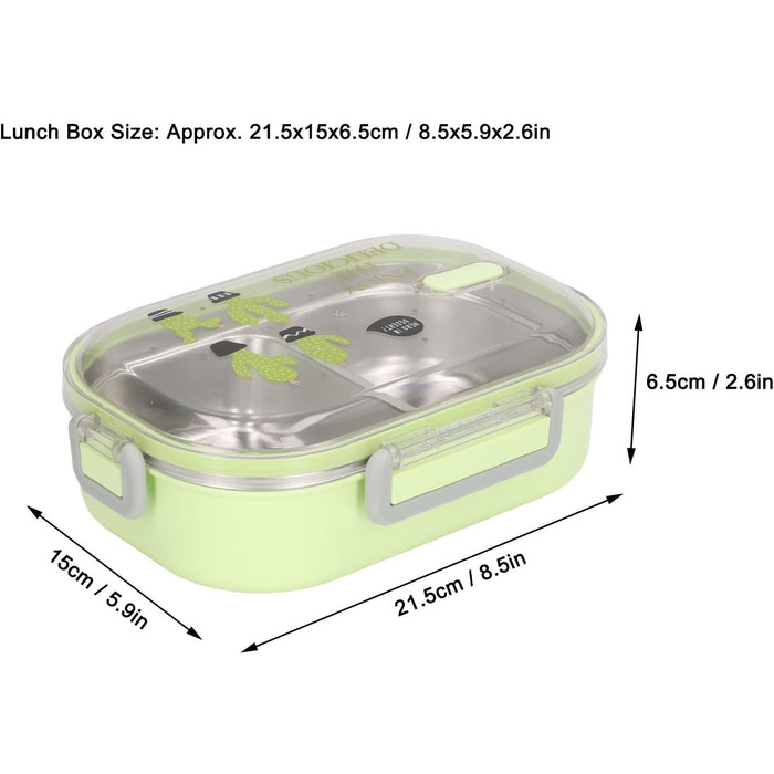 Ланчбокс з нержавіючої сталі, зелений, з термоізоляцією для студентів/дітей