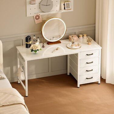 Комп&39ютерний стіл ODK з 4 шухлядами, 1204875,7 см, з тримачем для навушників, двосторонній дерев&39яний ПК-стіл для домашнього офісу, білий 120x48x75,7 см