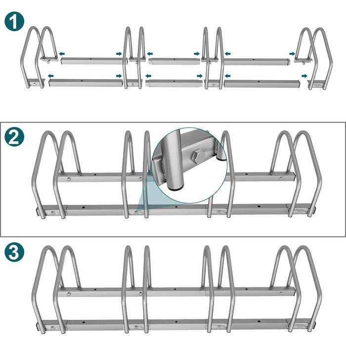 Велосипедна стійка Sonnewelt для 3 велосипедів ширина шини 35-55 мм, велосипедна стійка підлога parker, стійка для коліс легка збірка велосипедна стійка сталева оцинкована, велосипедна стійка підлога 70.5x32x26см (срібло) Велосипедна стійка для 3 велосипе