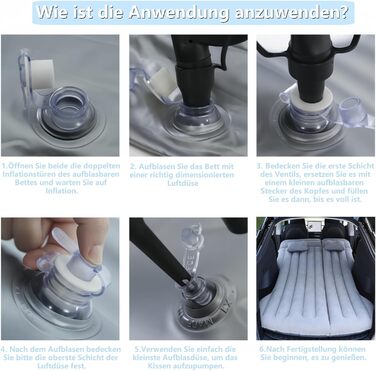 Надувний матрац для автомобіля, матрац для багажника автомобіля Model Y, позашляховика, автофургона, мінівена, кемпінгового матраца, надувний матрац 195x130, складне надувне ліжко для подорожей (сірий)