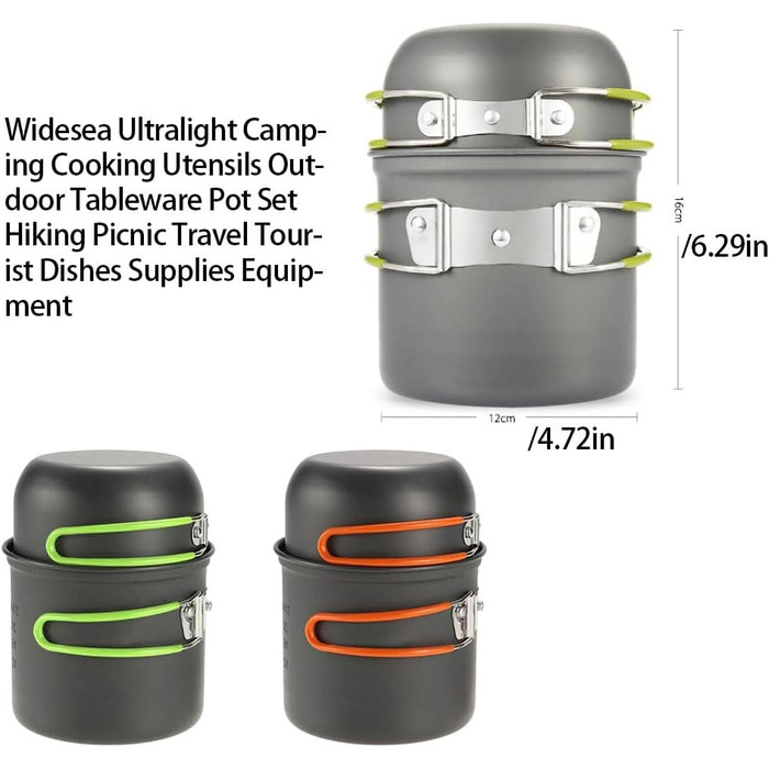 Портативний складаний горщик для кемпінгу, відкритий посуд для пікніка, портативний складаний посуд для кемперів, туристичних страв, з сумкою для зберігання