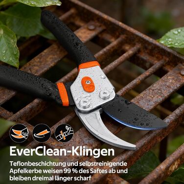 Садові ножиці Bypass 21,5 см з лезом SK5 та герметичною пружиною, як професійні ножиці для троянд, дерев, рослин, таких як ножиці для гілок, для легкого обрізання троянд, гілок, кущів Подарунковий Помаранчевий