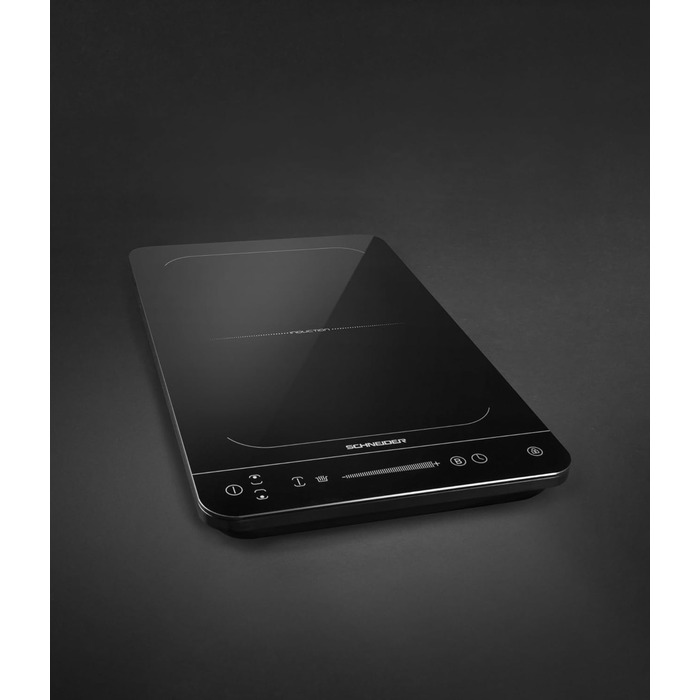 Мобільна індукційна варильна поверхня SCHNEIDER 2 пластини на 3500 Вт, змінна варильна поверхня, виявлення горщика та 10 рівнів, електрична варильна поверхня з таймером, блокування від дітей, захист від перегріву та дотику, чорна