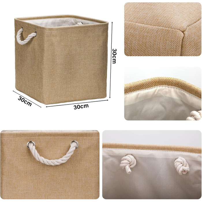 Коробка для зберігання, складна коробка (4 шт.) 30x30x30 см тканинний кошик для одягу, іграшок та інструментів (хакі)