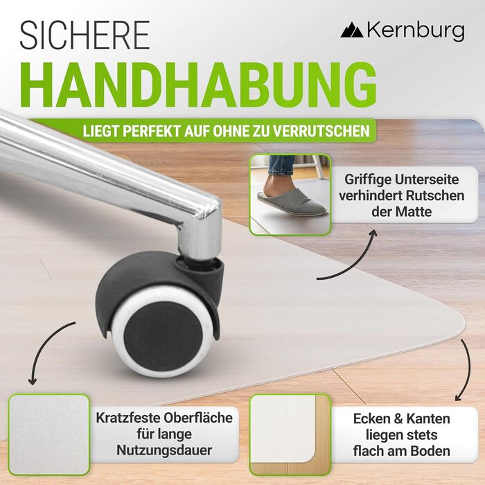 Захисний килимок для офісних стільців прозорий килимок для ламінату, паркету та плитки нековзний, шумопоглинальний, ідеально підходить для домашнього офісу (90 x 120 см)