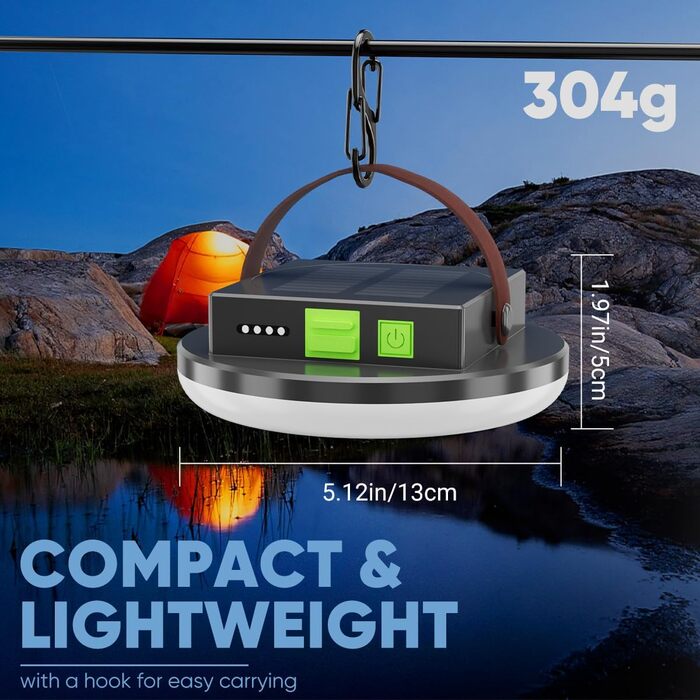 Сонячний світлодіодний кемпінговий ліхтар WholeFire, світлодіодний ліхтар для намету, підвісний кемпінговий ліхтар з 4 режимами, лампа для кемпінгу для використання на вулиці, аварійна ситуація, риболовля, походи