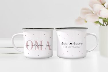 Персоналізований набір із 2 чашок Бабуся Дідусь Кераміка Ідея подарунка для бабусі й дідуся Оголошення про вагітність (Бабуся Дідусь Емальований вигляд)