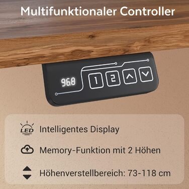 Стіл з регульованою висотою 120 x 60 см з функцією пам&39яті, Міцний стіл з електричним регулюванням висоти, стіл для роботи сидячи та стоячи, регульований комп&39ютерний стіл, стіл для роботи стоячи, коричневий, 120 x 60 см