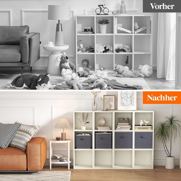 Коробка для зберігання Lifewit Fabric, складні куби для зберігання об&39ємом 18 л, органайзери з нетканого матеріалу з ручкою для полиць-кубів, вставка для полиць, 8 предметів, 26,5 x 26,5 x 28 см, сірий