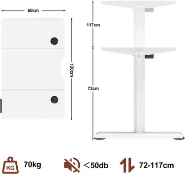 Стіл електричний з регулюванням висоти 12060 см з кріпленням для монітора, Стіл електричний з регулюванням висоти з пам'яттю на 2