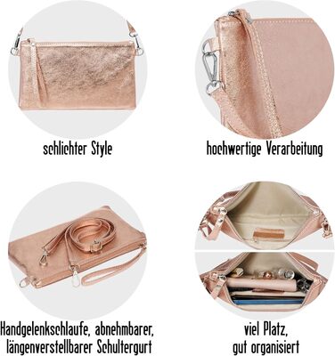 Золотиста клатч-сумочка з металевим блиском - Класична лінія, Модель 717 - Зроблено в Італії. Розмір універсальний, колір - темно-сріблястий металік.