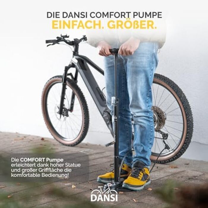 Підлоговий велосипедний насос DANSI COMFORT для всіх типів вентилів AV, SV, DV