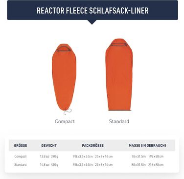 Утеплений флісовий спальний мішок Sea to Summit Reactor (85 x 31,5 дюймів)