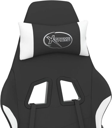 Ергономічне ігрове крісло з регульованою спинкою та колесами - Чорно-біле Модель 3143719
