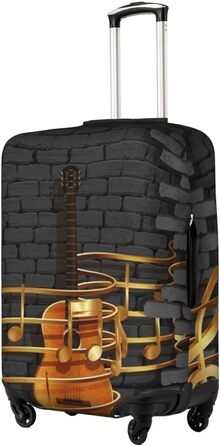 Чохол для валізи з принтом гітари TOMPPY, еластичний, що миється, захисний, антиподряпний, підходить для валіз розміром 18-32 дюйми, чорний, розмір L
