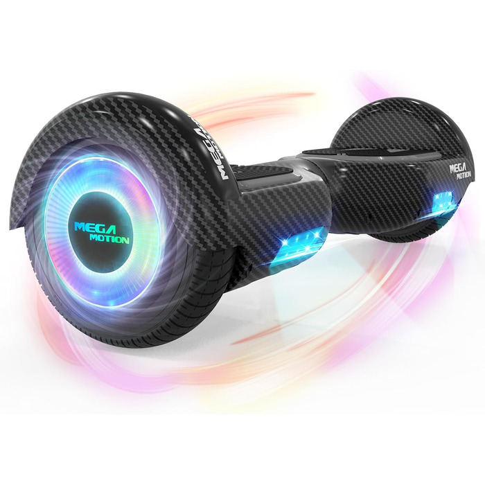 Гіроскутер MEGA MOTION для дітей – 6,5-дюймові двоколісні самобалансуючі з Bluetooth-динаміком, крутим колесом, що світиться, та світлодіодними ліхтарями, подарунок для дітей та підлітків, колір сажа
