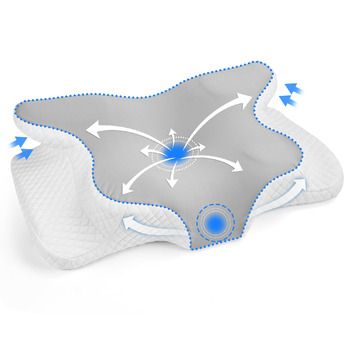Велика подушка для шиї з піни з ефектом пам&39яті, ергономічна ортопедична подушка, регульована по висоті, подушка для сну на боці, спині та животі - 63 x 42 см x 9/12 см