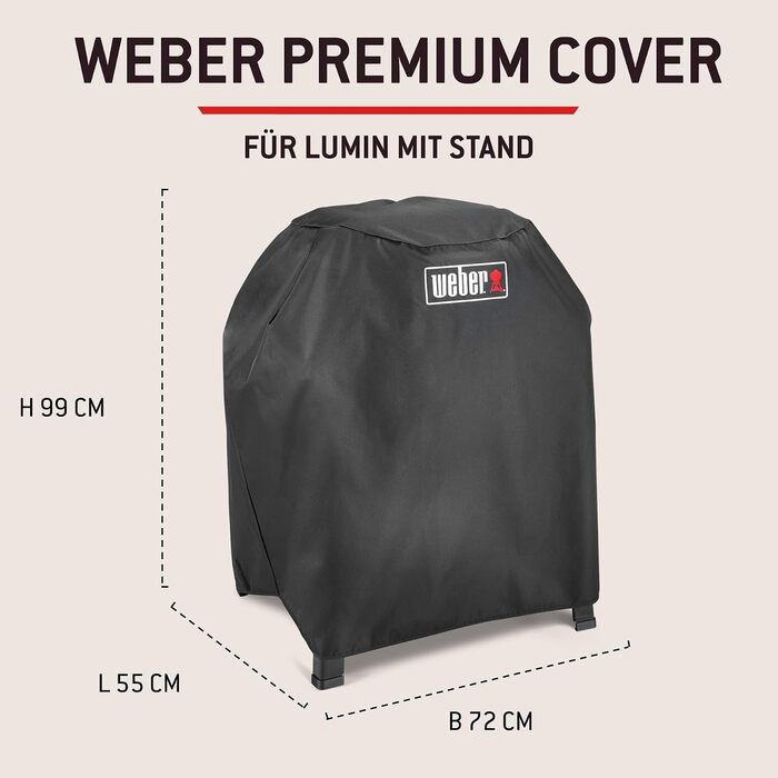 Захисний чохол Weber Premium для гриля Lumin на підставці, повітропроникний, стійкий до УФ-випромінювання та вологи, захист від вітру та негоди, з застібкою-липучкою чорний (3401289)