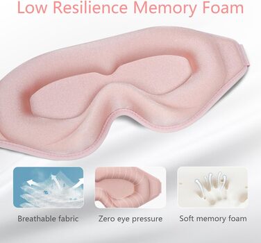 Маска для сну, 100 світлонепроникна маска для сну, 3D накладки на очі з регульованим ремінцем, піна з пам'яттю, нічна пов'язка для