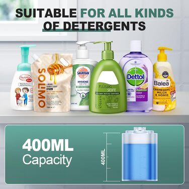 Автоматичний дозатор мила 1500mah Електричне настінне кріплення безконтактний 400мл автоматичний дозатор мила з датчиком, USB пере