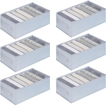 Органайзер для гардеробу, 6 предметів, для штанів, сорочок, спідньої білизни органайзер для шафи, система організації шухляд, органайзер для шухляд, 6 предметів (34*17*12 см - 7 відділень)