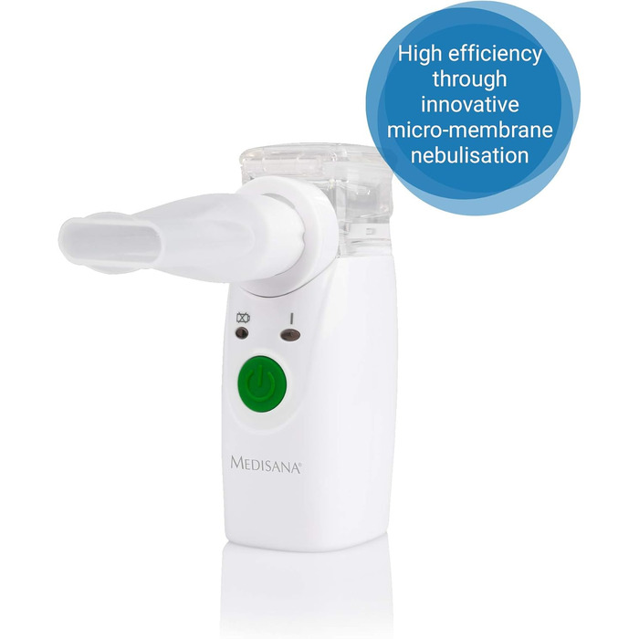Портативний інгалятор Medisana IN 525, ультразвуковий небулайзер з мундштуком і маскою для дорослих і дітей, для лікування застуди або астми з додатковими аксесуарами, білий з ультразвуковою технологією
