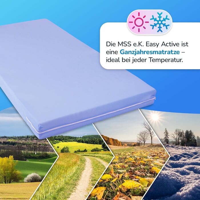 Матрац MSS eK Easy Active 60 x 120 x 11 см, що згортається, для дітей та дорослих, синій чохол, комфортна піна, 60 x 120 см
