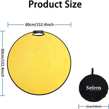 Портативний круглий рефлектор Selens 5-в-1 60 см для освітлення фотостудії та зовнішнього освітлення