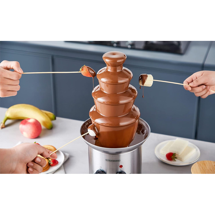 Шоколадний фонтан 170 Вт 1250 г Якісна та міцна нержавіюча сталь 4 етапи Термостійкий Шоколадний фонтан Фондю Шоколадне фондю Шоколадний фонтан