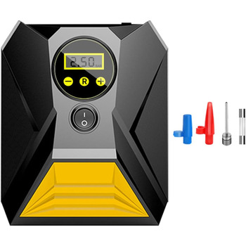 Повітряний компресор для накачування автомобільних шин Портативний автомобільний насос для шин 12 В Цифровий наповнювач 120 Вт і 150 фунтів на квадратний дюйм з 3 форсунками та світлодіодним підсвічуванням для автомобіля, велосипеда, мотоцикла